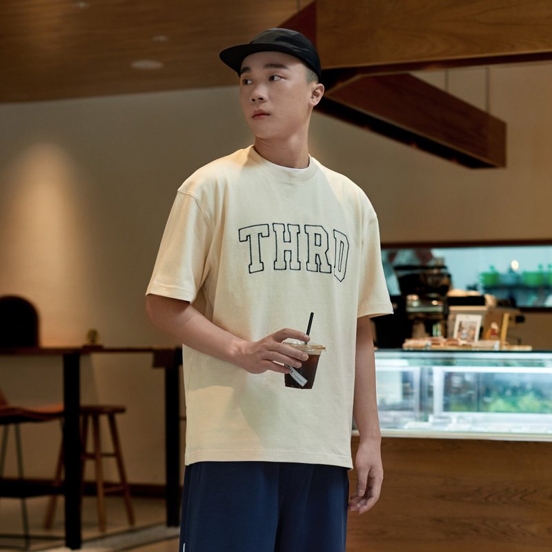 THREADESIGN 日系280G高克重LOGO刺绣宽松圆领短袖T恤TEE - 男装上衣/T 恤 - 棉．麻 蓝色