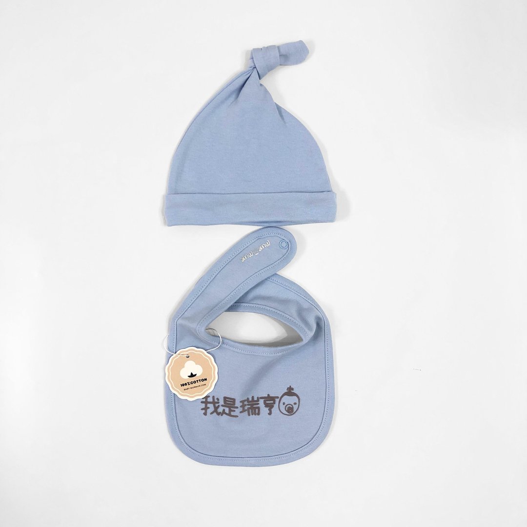 我是_公仔头  口水巾+精灵帽套装 - 围嘴/口水巾 - 棉．麻 多色
