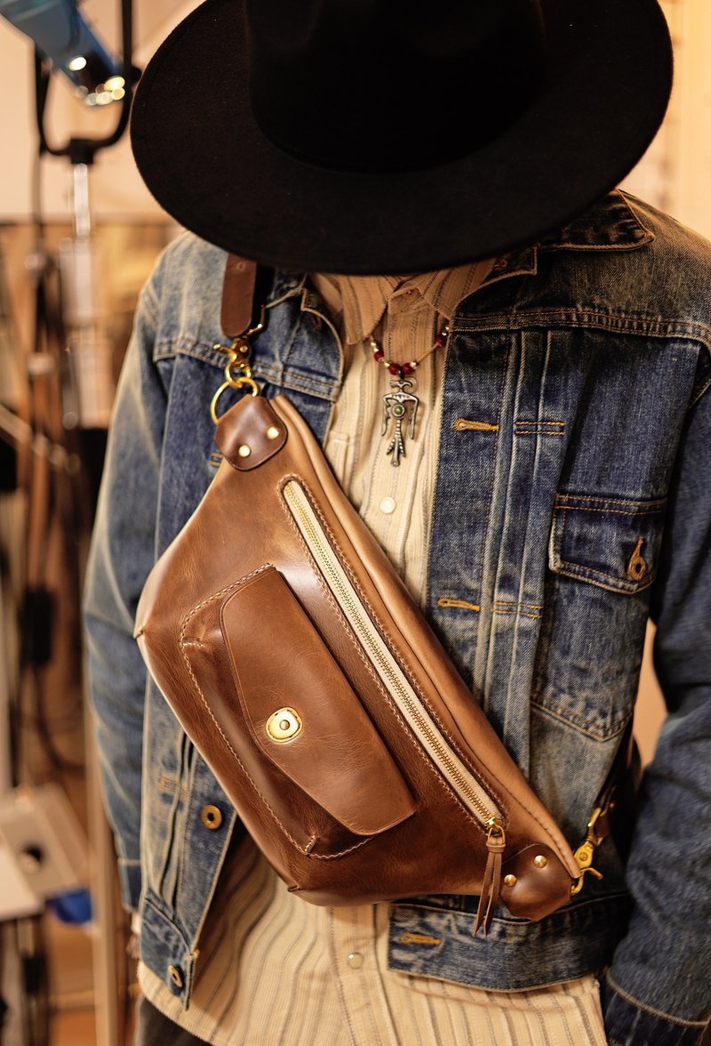 美国霍尔文皮HORWEEN 骑行胸包 单肩包 斜挎包 - 侧背包/斜挎包 - 真皮 多色