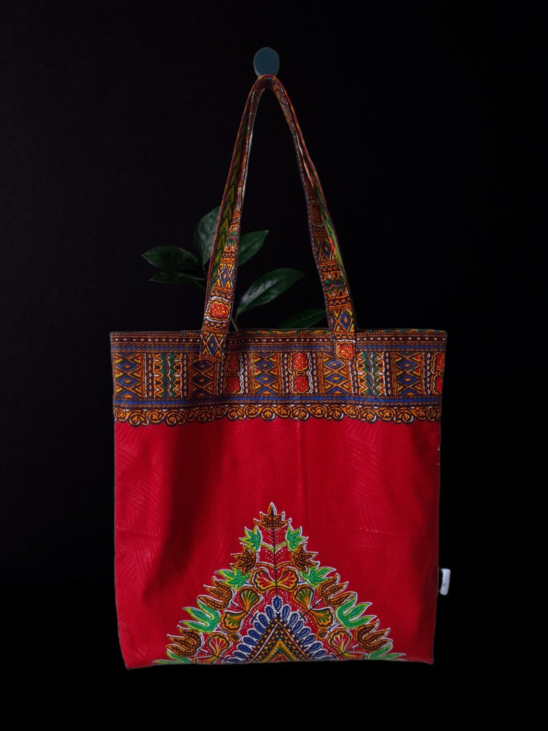 Handmade Summer  African Print Cotton Tote Bag Ankara - 手提包/手提袋 - 棉．麻 红色