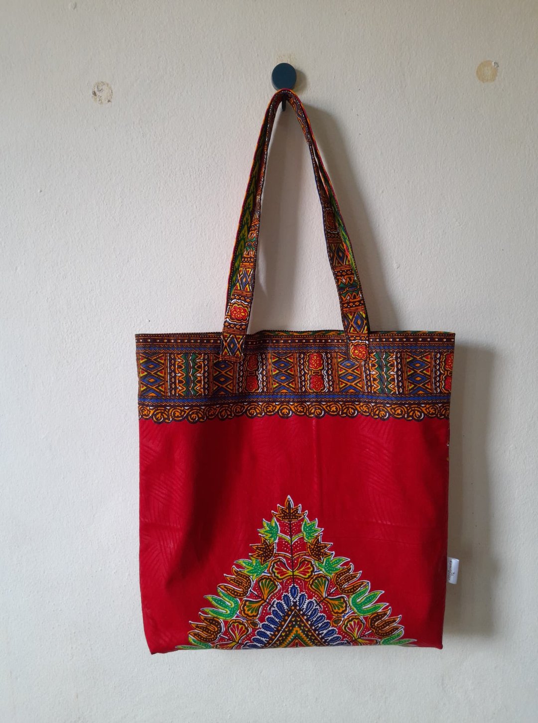 Handmade Summer  African Print Cotton Tote Bag Ankara - 手提包/手提袋 - 棉．麻 红色