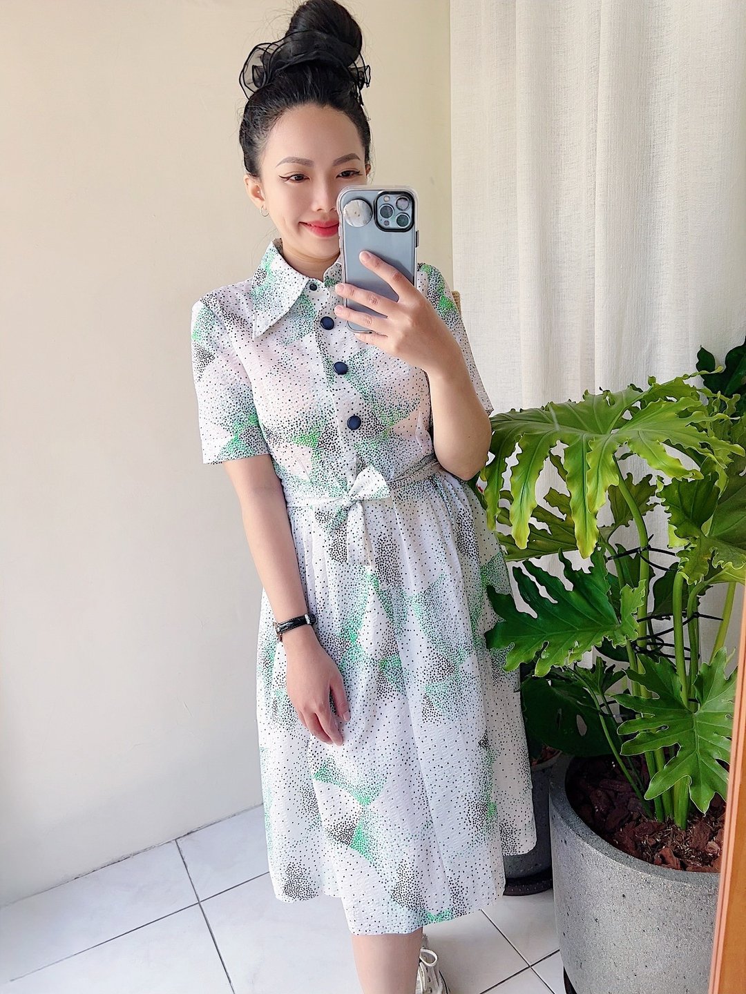 亮白碎点点图腾立体压纹 长裙洋装连身裙连衣裙古着ドレスDress - 洋装/连衣裙 - 聚酯纤维 多色