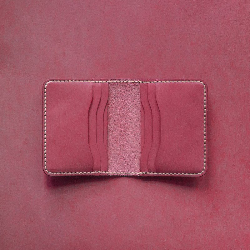 6卡对折圆角卡片套 | 手缝皮革完成品 | BSP066 - 名片夹/名片盒 - 真皮 粉红色