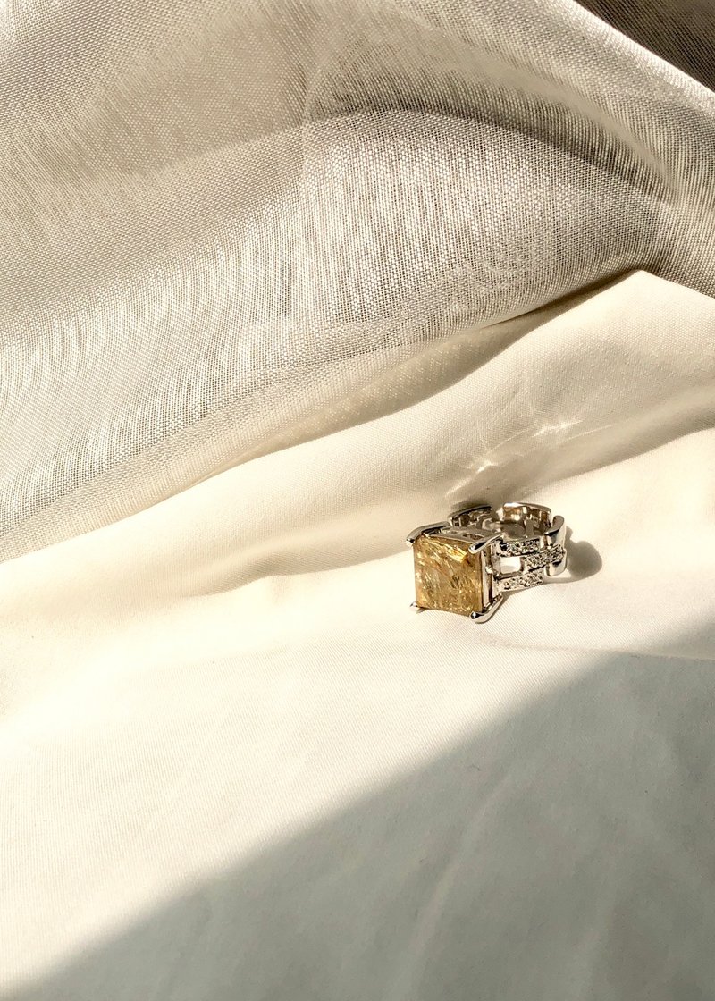 金色发晶石英戒指 - 戒指 - 半宝石 金色