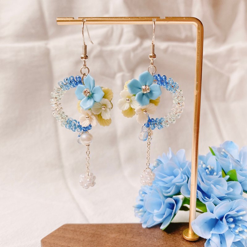 星蓝之环耳环 | 黏土耳环 - 耳环/耳夹 - 粘土 蓝色