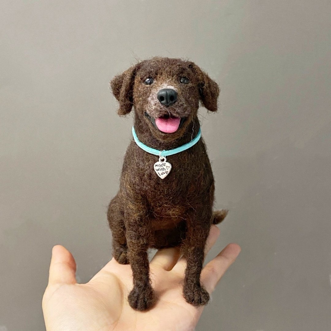 定制 逼真犬 毛孩 宠物 羊毛毡 娃娃 似颜绘 纪念 狗狗 礼物 g7 - 玩具 - 羊毛 多色