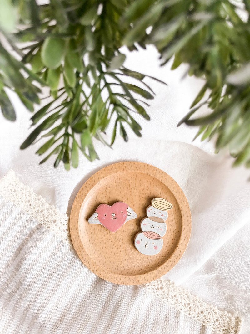 fighting 丸子三兄弟 别针 - 胸针 - 陶 多色