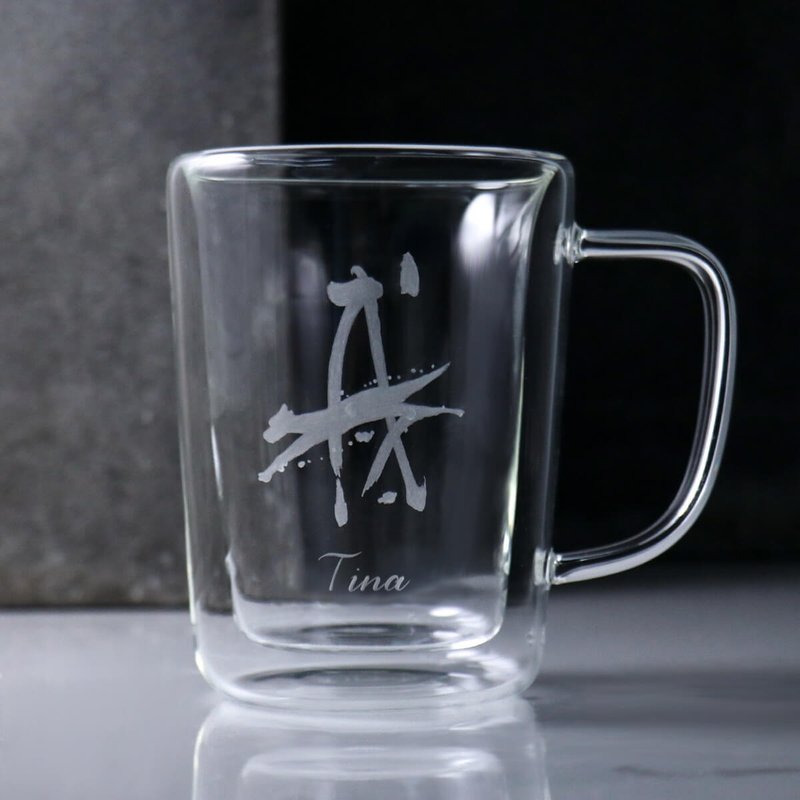 350cc【经典款】生肖定制双层玻璃马克杯 双层杯刻字 - 咖啡杯/马克杯 - 玻璃 灰色