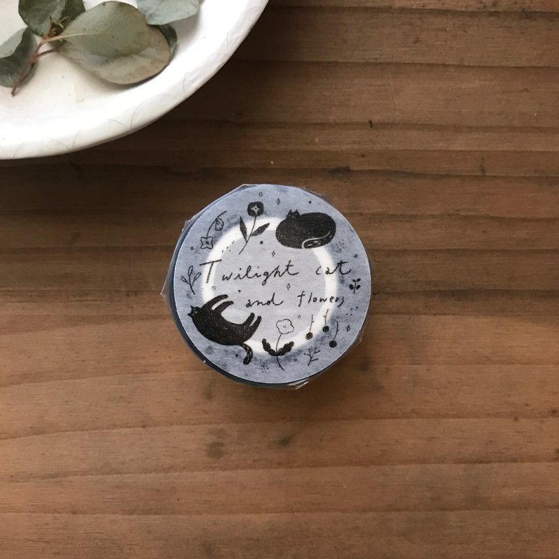 薄暮的猫与花 twilight cat and flowers - 亮面PET胶带 - 纸胶带 - 塑料 