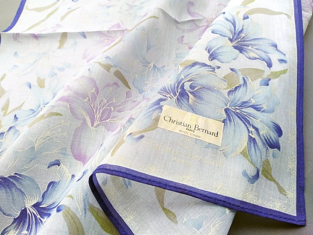 Christian Bernard Vintage Handkerchief Women Hankies Pocket Square 17 x 17 - 手帕/方巾 - 棉．麻 紫色