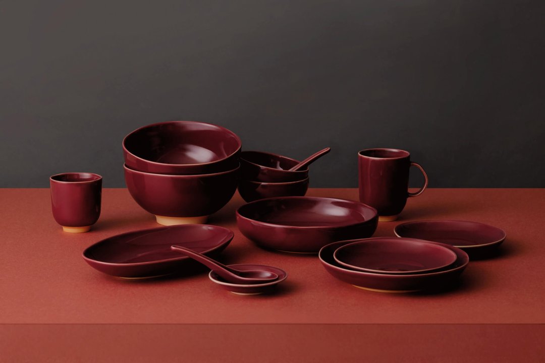 KOGA 许家陶器品 陶质六角大碗 (协兴红) - 碗 - 陶 红色