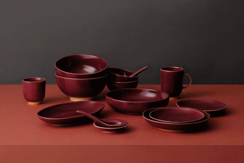 KOGA 许家陶器品 陶质六角大碗 (协兴红) - 碗 - 陶 红色
