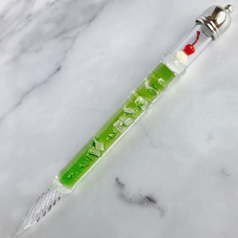 glass pen / cream soda / melon soda float - 蘸水笔 - 玻璃 绿色