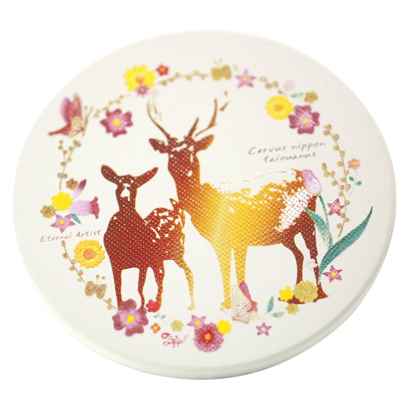 Cr8tive 4ever【台湾国宝】手感影音吸水杯垫(梅花鹿) - 杯垫 - 瓷 多色