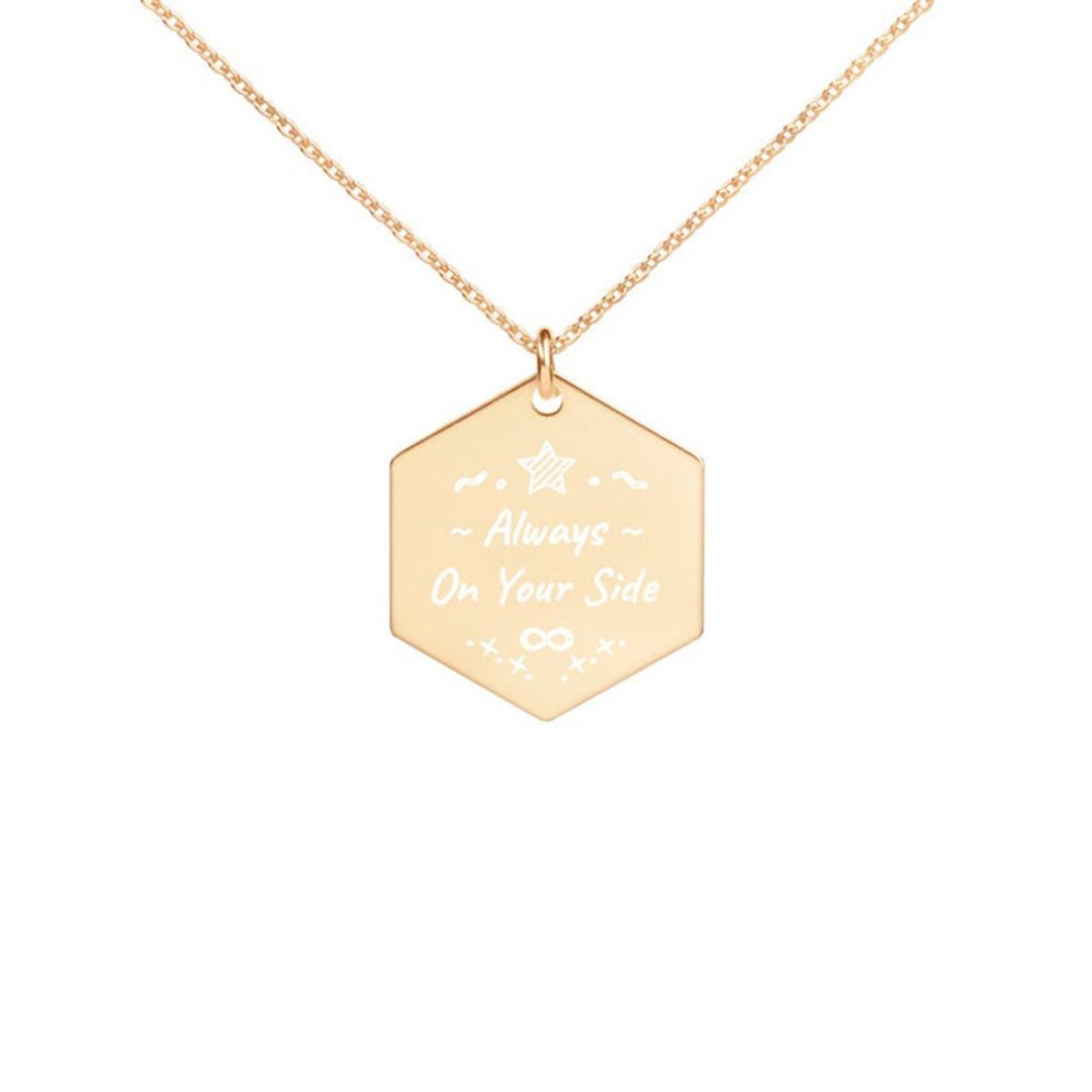 Always On Your Side Engraved Silver Hexagon Necklace - 项链 - 纯银 