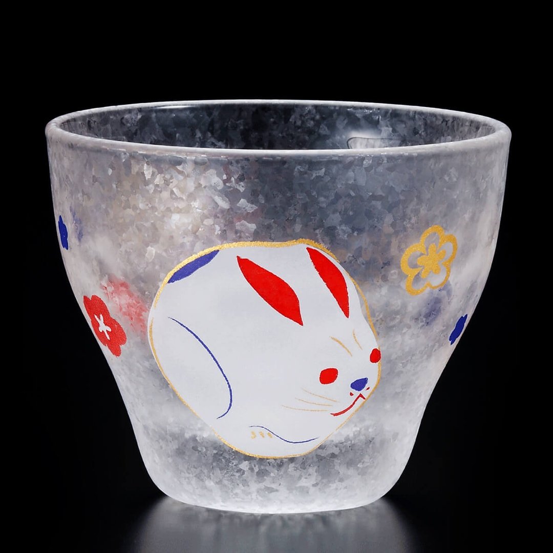 90cc【兔】12生肖 日本ADERIA清酒杯 12生肖杯 招福杯定制 - 酒杯/酒器 - 玻璃 白色