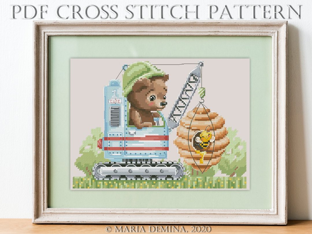 Bear Construction Worker PDF cross stitch pattern - 手工艺教程/工具书 - 其他材质 
