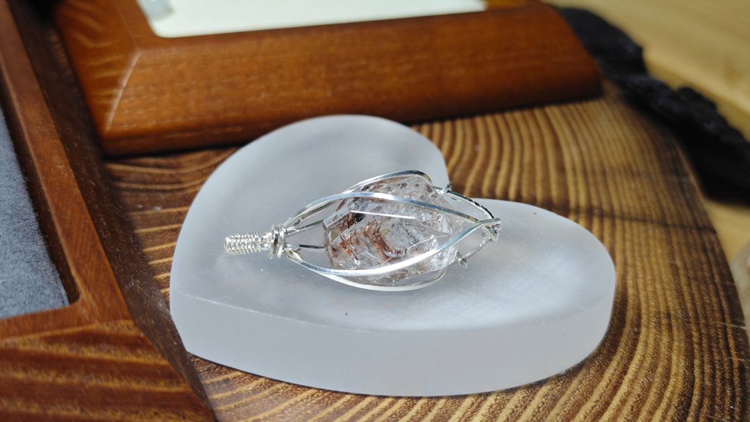 天然闪灵钻吊咀|925银|Herkimer Diamond - 项链 - 水晶 
