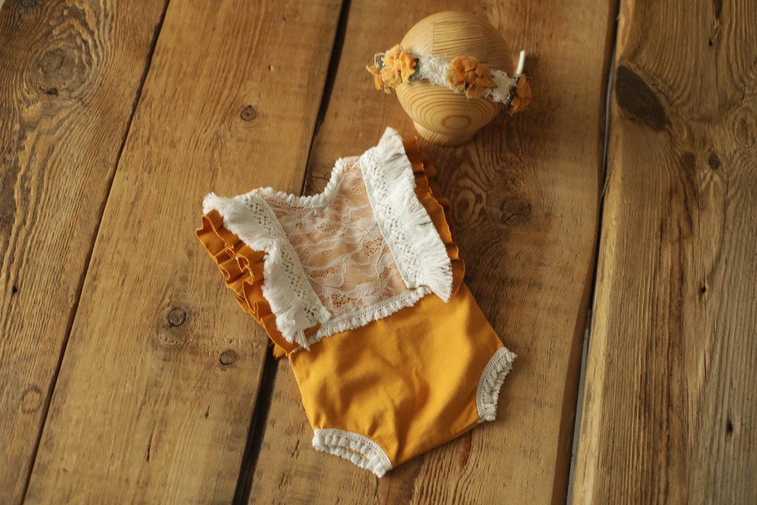 Newborn girl boho outfit, photography props, baby bonnet, wreath headband - 婴儿饰品 - 羊毛 粉红色