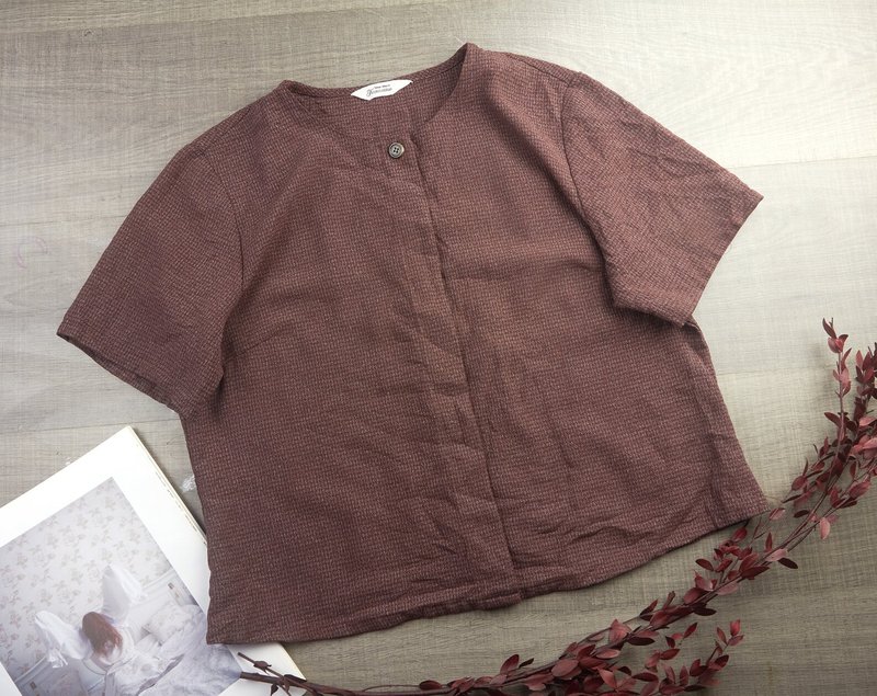 男| 复古服装女衬衫| 女士复古短袖|复古冬季 - 女装衬衫 - 其他材质 咖啡色