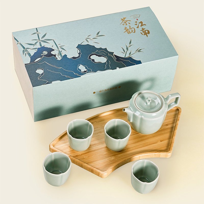 東作家茶韵江南龙泉青瓷茶具茶杯套装文创乔迁爸爸生日三八节礼物 - 茶具/茶杯 - 瓷 