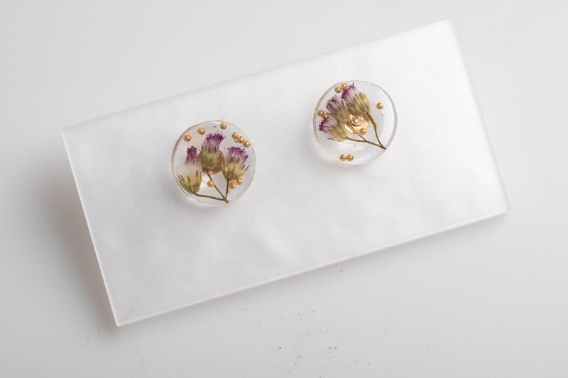 Handmade resin earrings - 耳环/耳夹 - 塑料 紫色