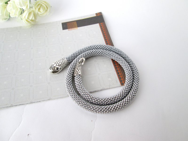 Silver snake bracelet unisex Snake jewelry for gift Ouroboros African choker Wic - 手链/手环 - 其他材质 银色