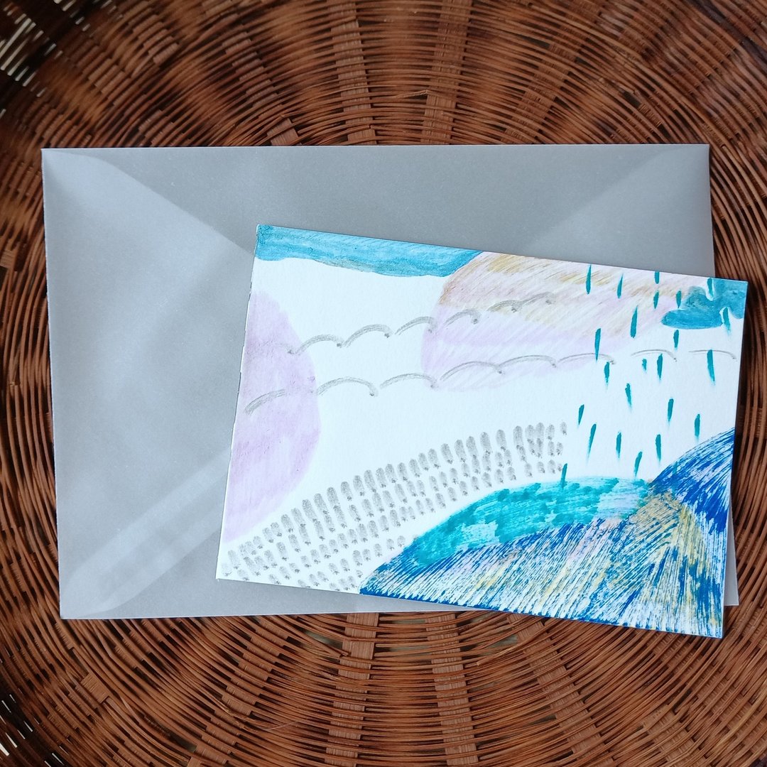 插图迷你尺寸图手绘独特房间装饰展示 - 海报/装饰画/版画 - 木头 蓝色