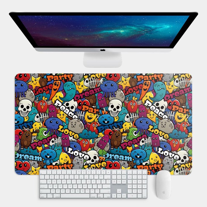 骷髅头 flower 大尺寸 电竞鼠标垫 餐垫 办公桌垫 033 - 鼠标垫 - 橡胶 多色