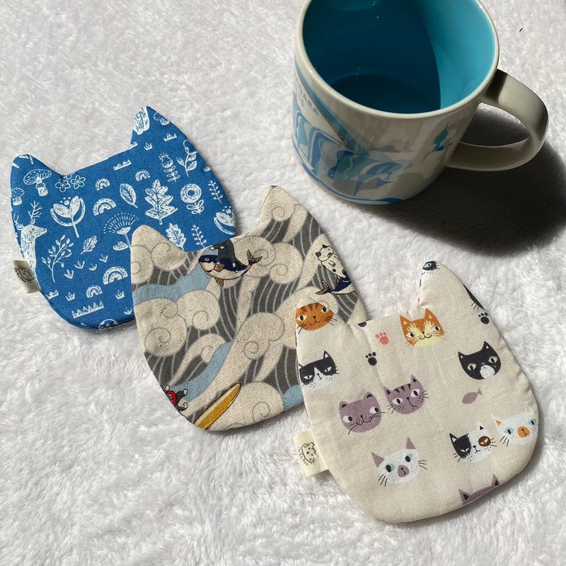 【圣诞礼盒】猫咪杯垫 猫杯垫 杯垫 - 杯垫 - 棉．麻 