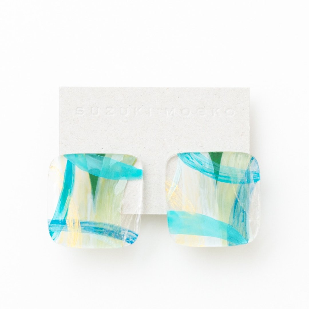 earrings (夾式) - 耳环/耳夹 - 压克力 蓝色