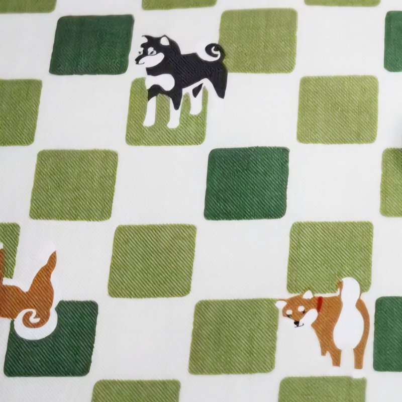 Olga Chen客订商品【抹茶柴犬】环保餐具袋 餐具套 餐具包 - 筷子/筷架 - 棉．麻 绿色