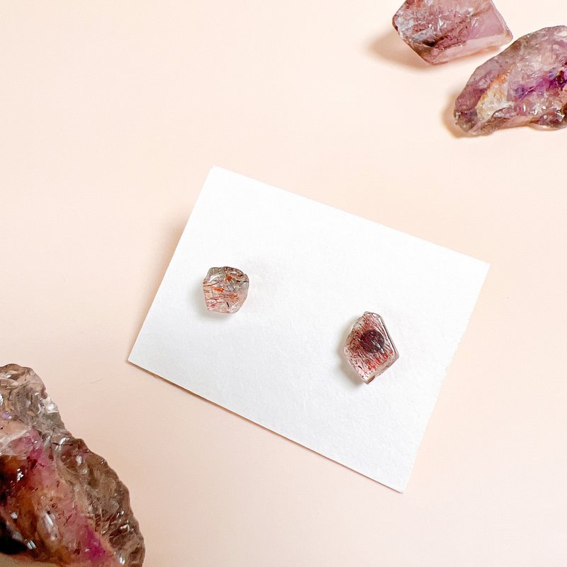 超高频率水晶 超七耳环 天然石 水晶耳环 饰品 - 耳环/耳夹 - 水晶 多色