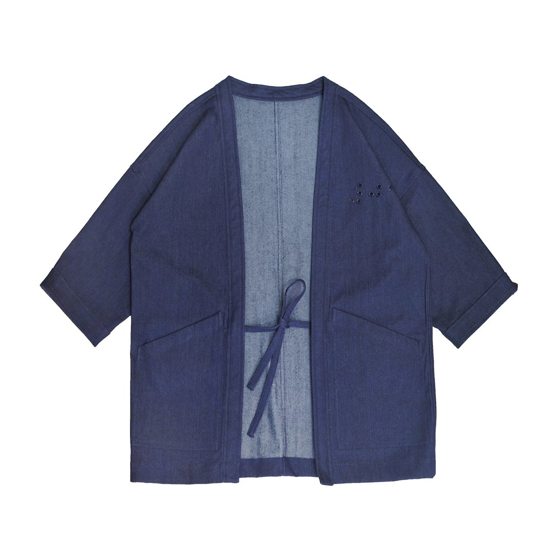 oqLiq - Project 01 - Braille Noragi 野良着 (丹宁) - 男装外套 - 棉 蓝色