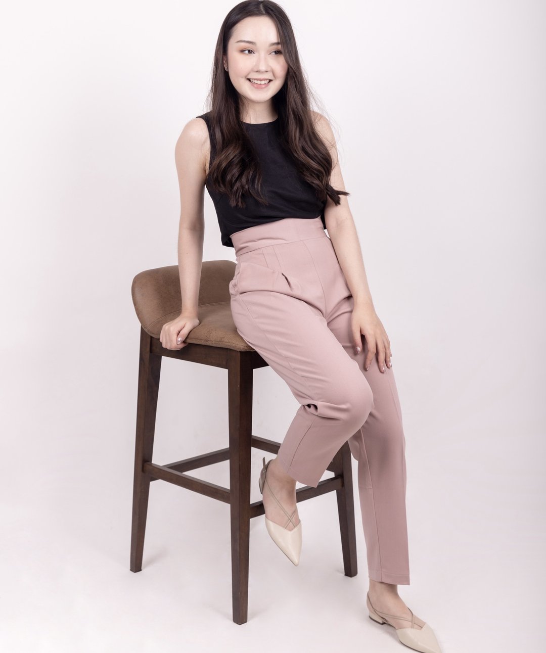 Skinny 修身裤 | 粉紅色| 畅销 | 轻松休闲 | 高腰 - 女装长裤 - 环保材料 粉红色