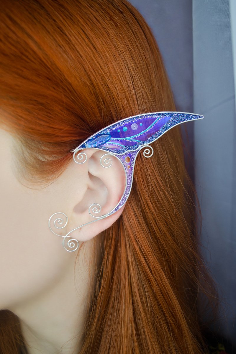 精灵耳袖无穿孔精灵耳朵 - 耳环/耳夹 - 铜/黄铜 紫色