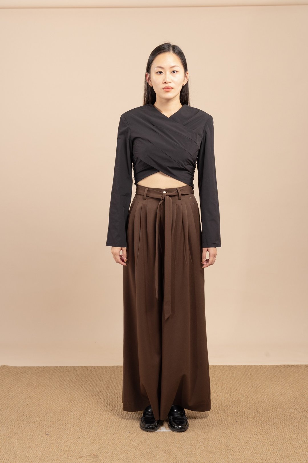 阔脚裤  Wide- leg  trouser - 女装长裤 - 其他材质 咖啡色