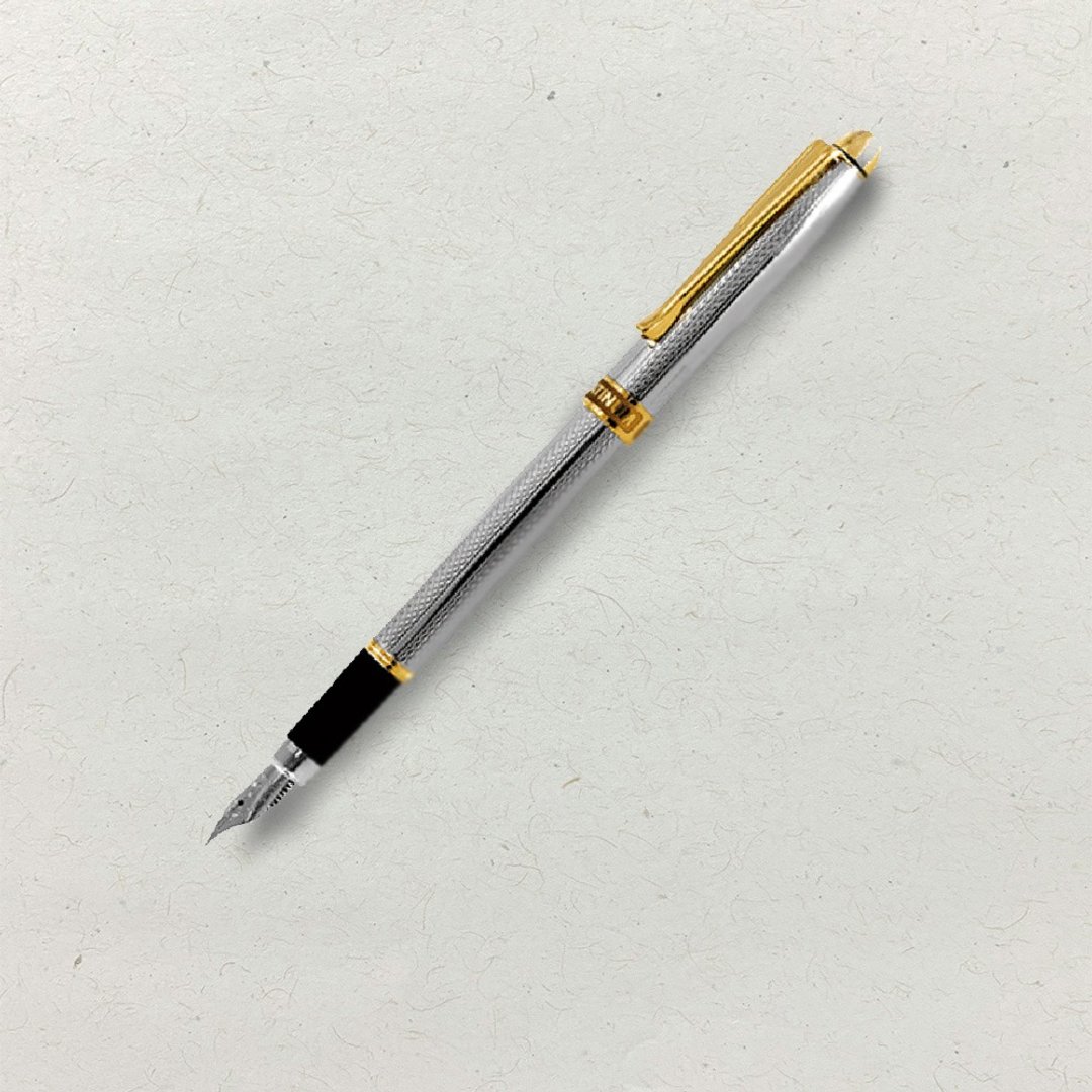 【PLATINUM】白金牌 雕花镀银钢笔 PAG-1000 (原厂正货) - 钢笔 - 其他金属 银色