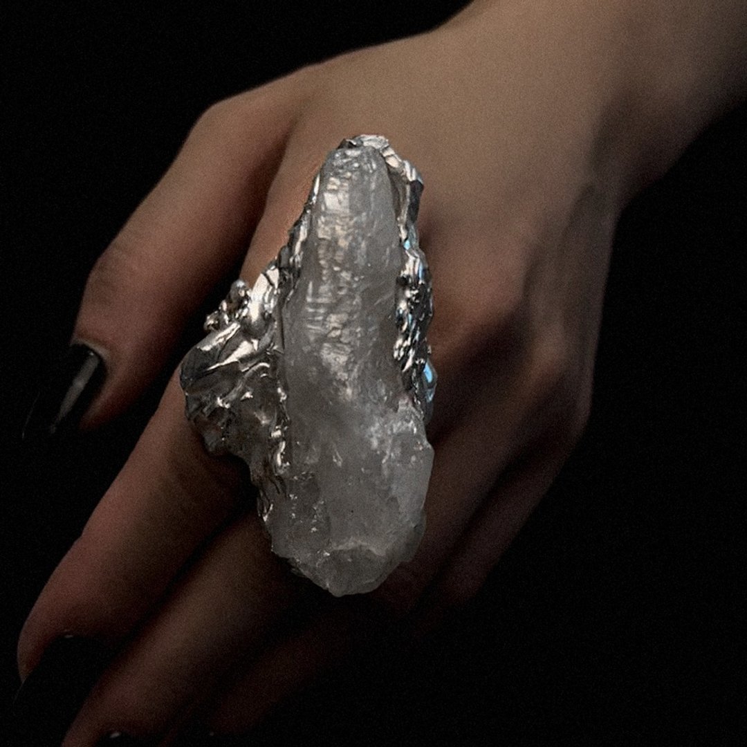 流浪水晶 Wandering crystal no.1 - 戒指 - 水晶 白色
