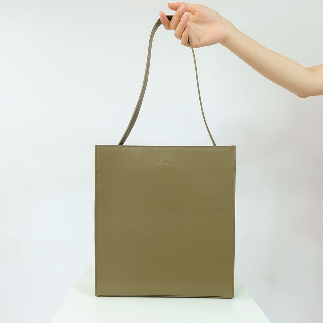 'MARS' MEDIUM, classic leather tote in Dark Olive - 手提包/手提袋 - 真皮 卡其色