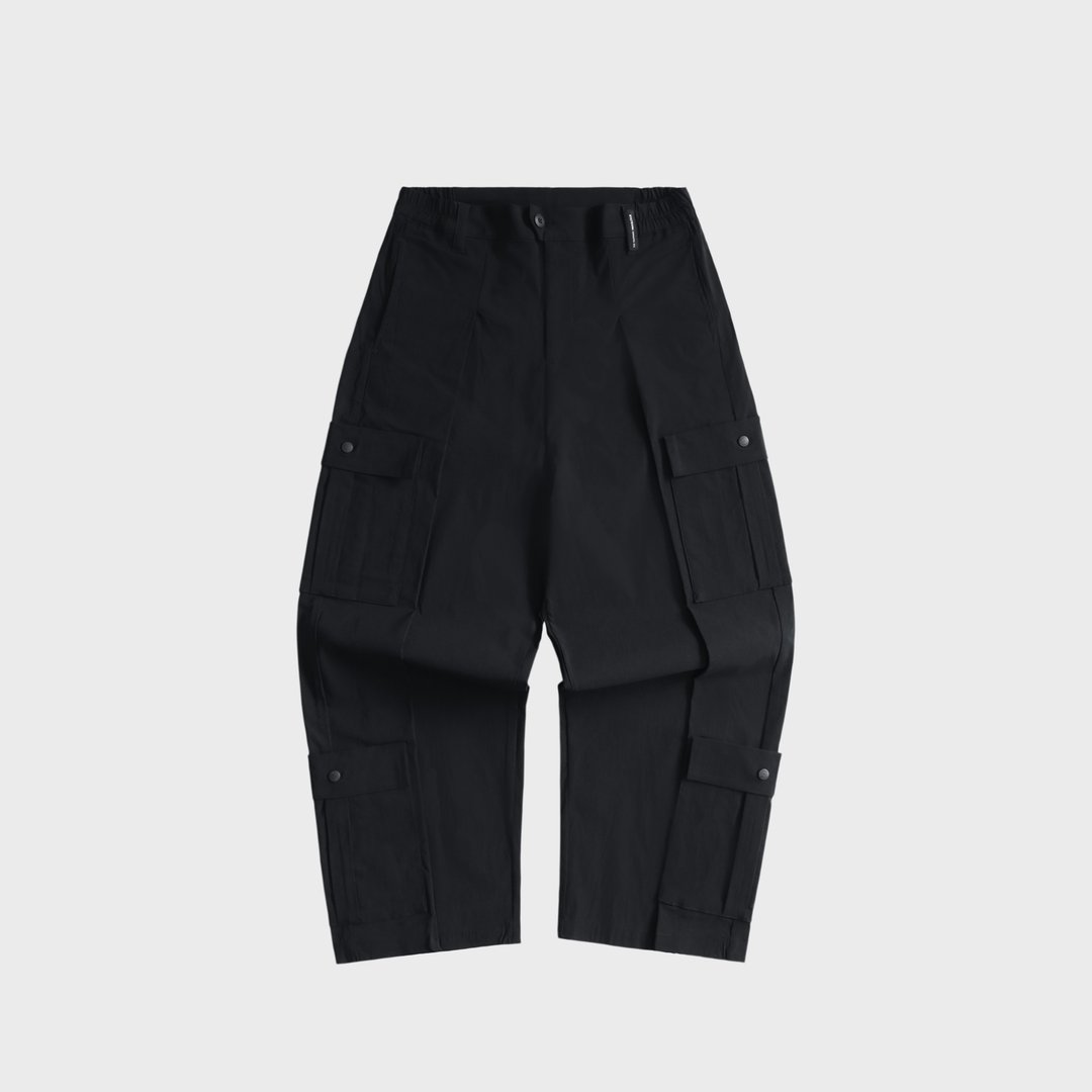 DYCTEAM - RAYON Nylon 微皱肌理纹机能_宽松大折全长四口袋裤 - 男士长裤 - 其他材质 黑色