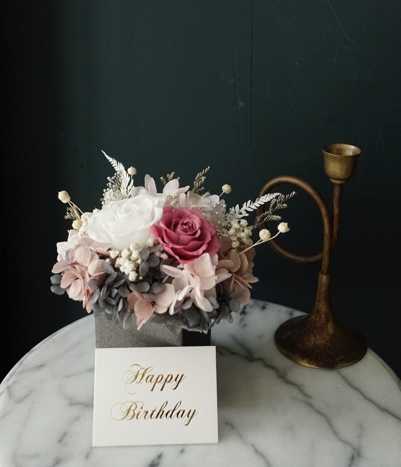 母亲节定制花礼花束圣诞花礼品包装永生玫瑰花气质莓果裸粉色 - 干燥花/捧花 - 植物．花 粉红色