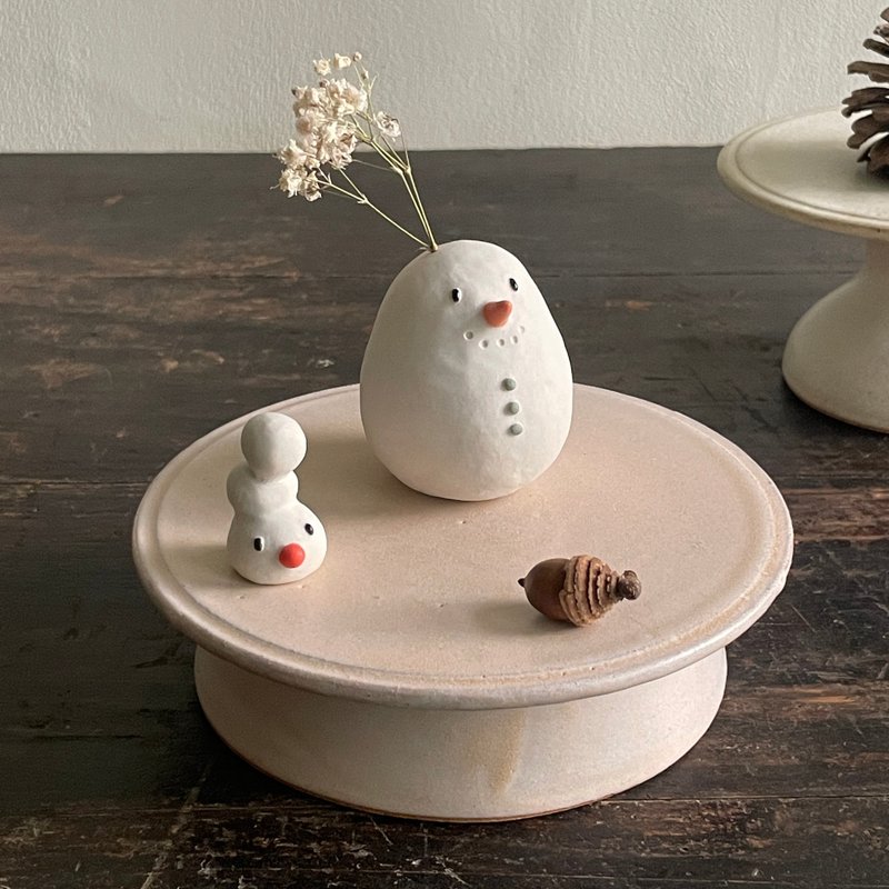 小高台_粉橘 - 盘子/餐盘/盘架 - 陶 白色