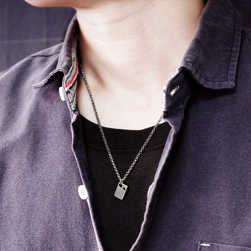 雪的记忆 925纯银项链 长方形 男款 20寸 男生项链 情人节礼物 - 项链 - 纯银 银色