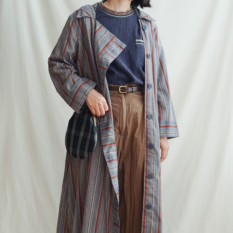 直条特殊领衬衫式外套 古着复古母亲节 - 女装衬衫 - 棉 多色