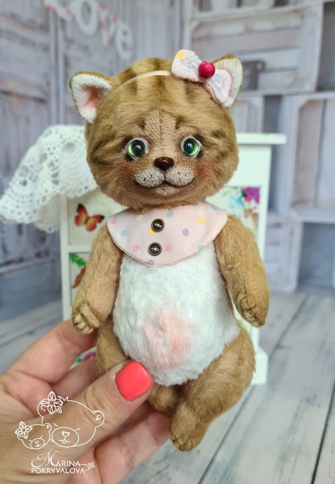 泰迪猫。 微型猫玩具。 手工玩具。 收藏玩具。 - 玩偶/公仔 - 其他材质 咖啡色