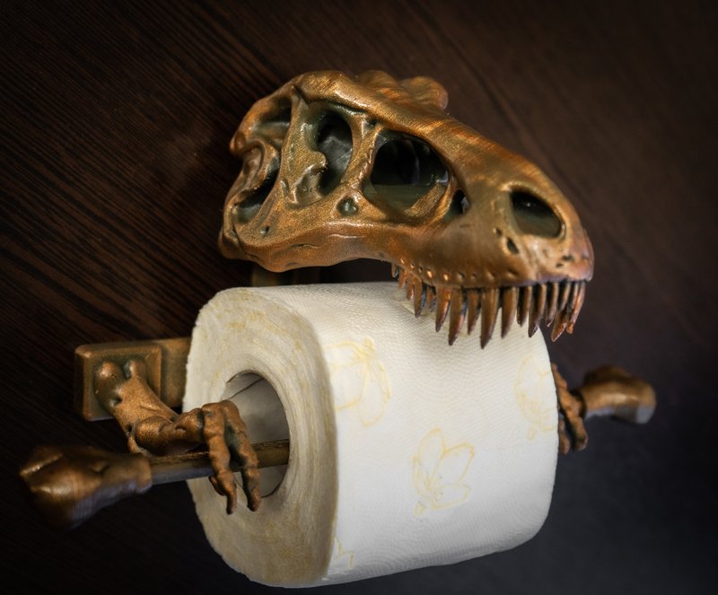 T-Rex Toilet Paper Holder 3D Printed - Bathroom accessories - 卫浴用品 - 塑料 金色