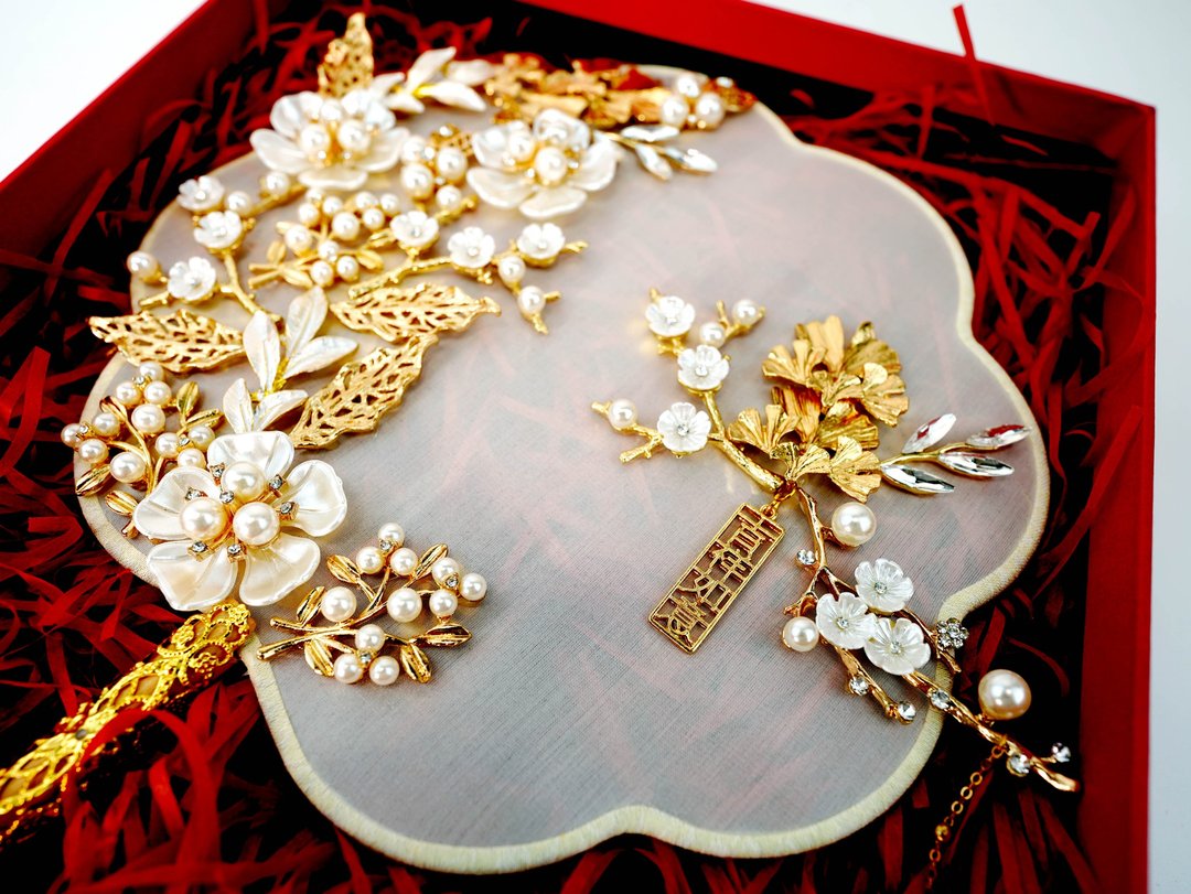 吉祥如意-中式团扇-中式捧花-完成品 - 其他 - 其他金属 橘色