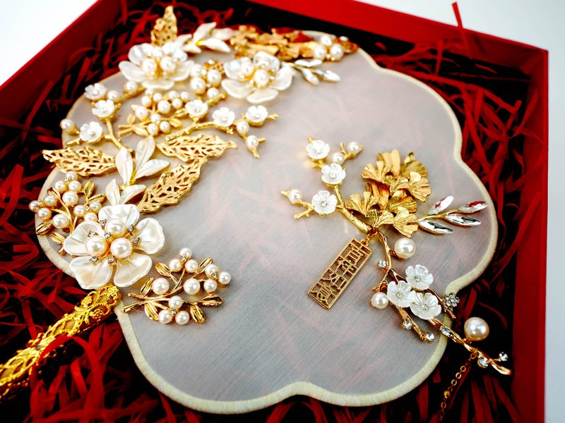 吉祥如意-中式团扇-中式捧花-完成品 - 其他 - 其他金属 橘色
