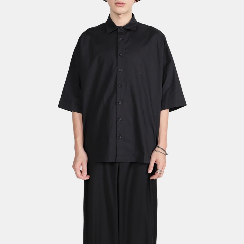 OVERSIZE落肩衬衫 - 男装衬衫 - 棉．麻 黑色